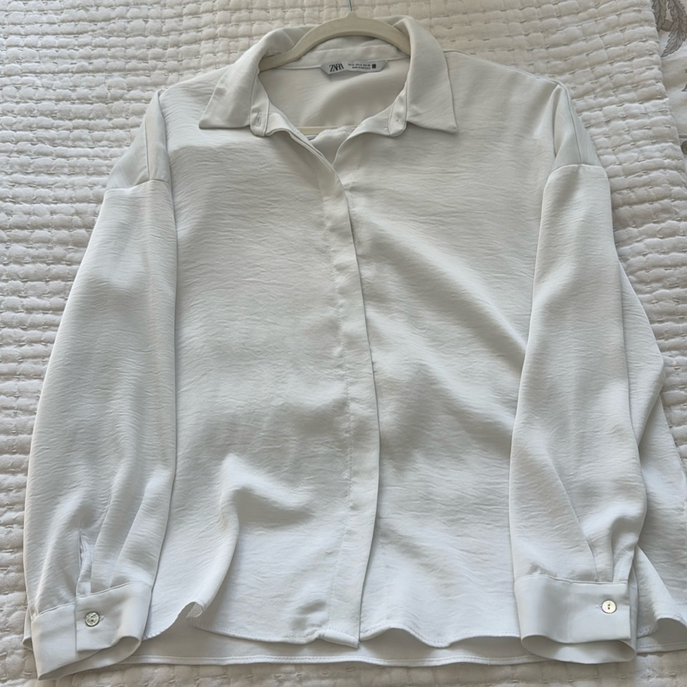 Zara satin collared blouse